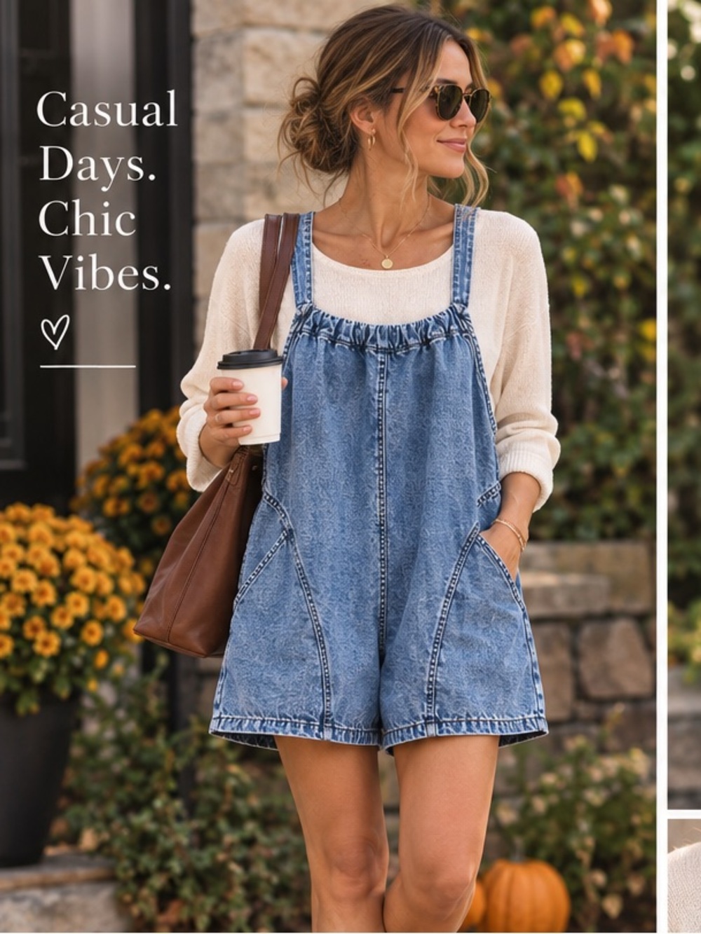 Rewash Blue Denim Short Overalls for Women